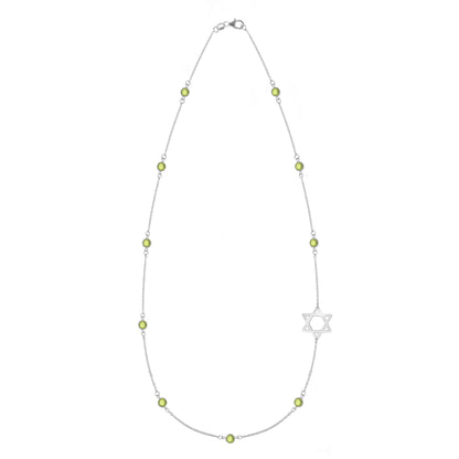 Bayberry Peridot Star of David Necklace in 14k Gold (August)