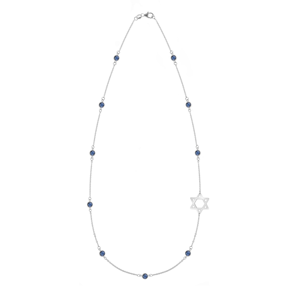 Bayberry Sapphire Star of David Necklace in 14k Gold (September)