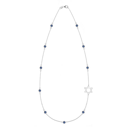 Bayberry Sapphire Star of David Necklace in 14k Gold (September)