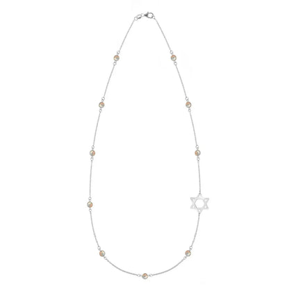 Bayberry Opal Star of David Necklace in 14k Gold (October)