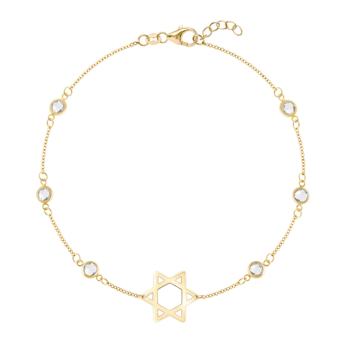 Bayberry Birthstone Star of David Bracelet in 14k Gold