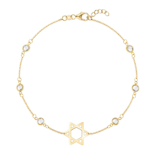 Bayberry Birthstone Star of David Bracelet in 14k Gold