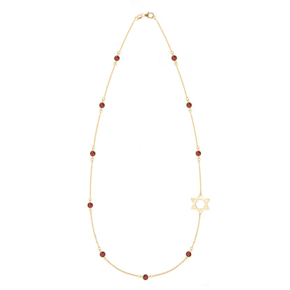 Bayberry Garnet Star of David Necklace in 14k Gold (January)