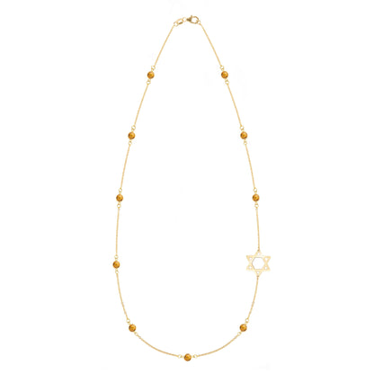 Bayberry Citrine Star of David Necklace in 14k Gold (November)