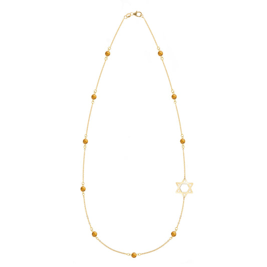 Bayberry Citrine Star of David Necklace in 14k Gold (November)