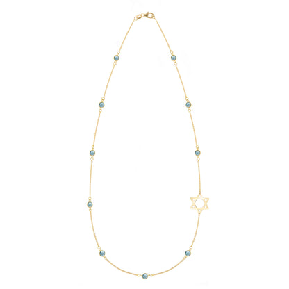 Bayberry Nantucket Blue Topaz Star of David Necklace in 14k Gold (December)