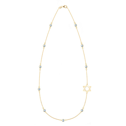 Bayberry Aquamarine Star of David Necklace in 14k Gold (March)