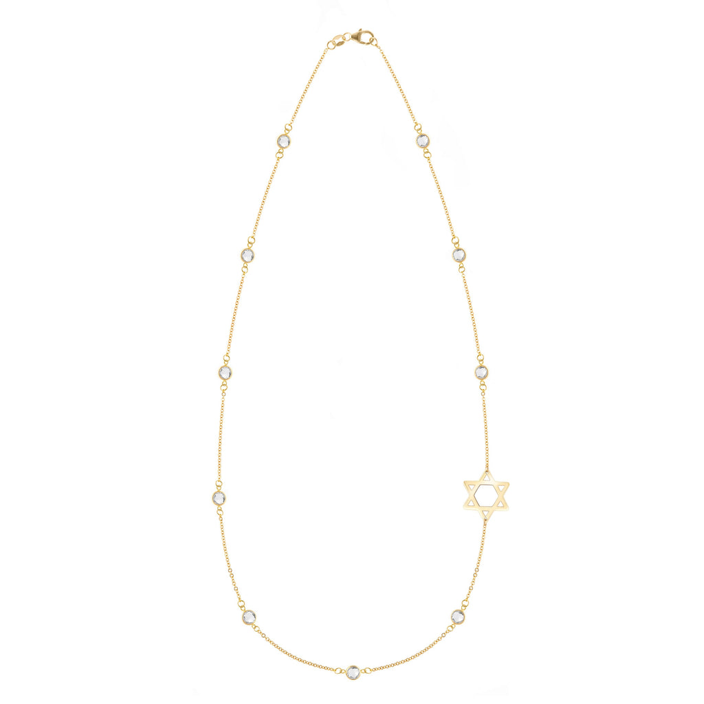 Bayberry Birthstone Star of David Necklace in 14k Gold