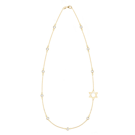 Bayberry Birthstone Star of David Necklace in 14k Gold