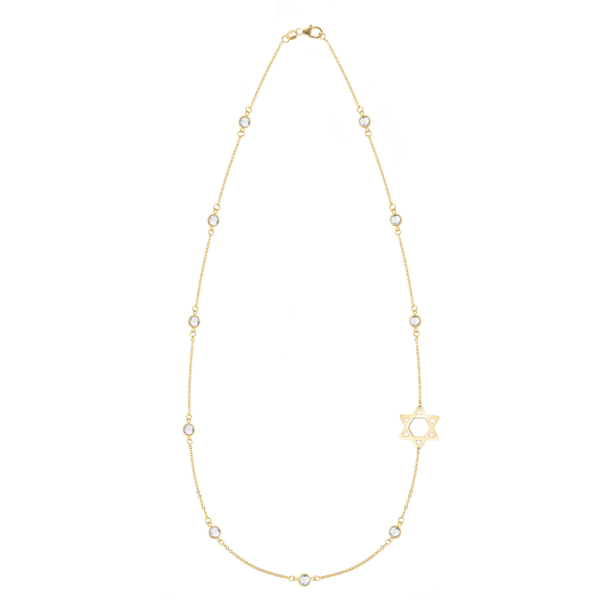 Bayberry White Topaz Star of David Necklace in 14k Gold (April)