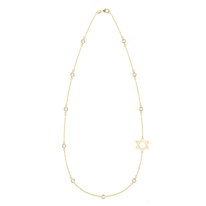 Bayberry White Topaz Star of David Necklace in 14k Gold (April)