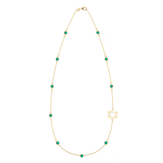 Bayberry Emerald Star of David Necklace in 14k Gold (May)
