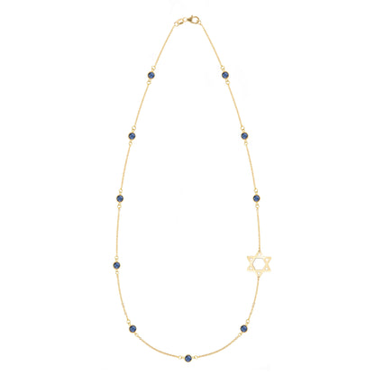 Bayberry Sapphire Star of David Necklace in 14k Gold (September)