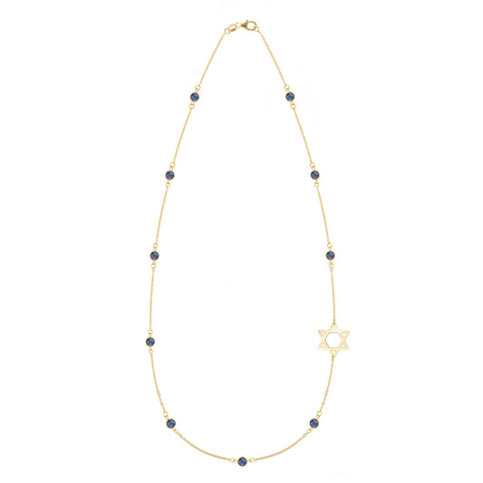 Bayberry Sapphire Star of David Necklace in 14k Gold (September)