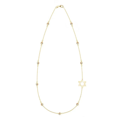 Bayberry Opal Star of David Necklace in 14k Gold (October)