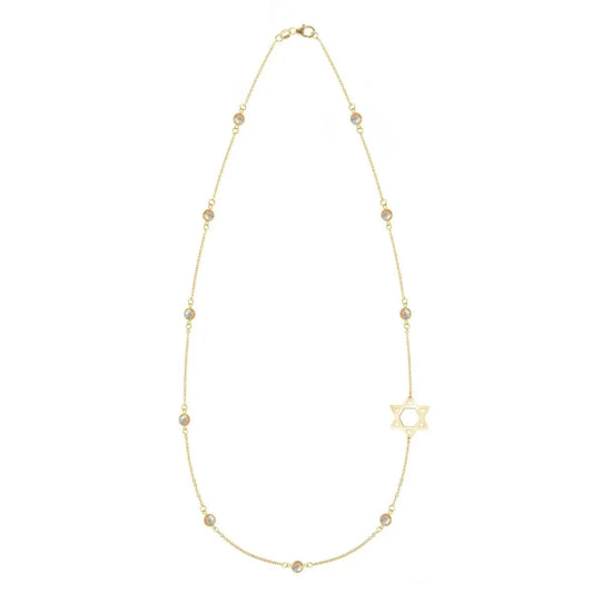 Bayberry Opal Star of David Necklace in 14k Gold (October)