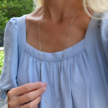 Bayberry Nantucket Blue Topaz Long Necklace in 14k Gold (December)