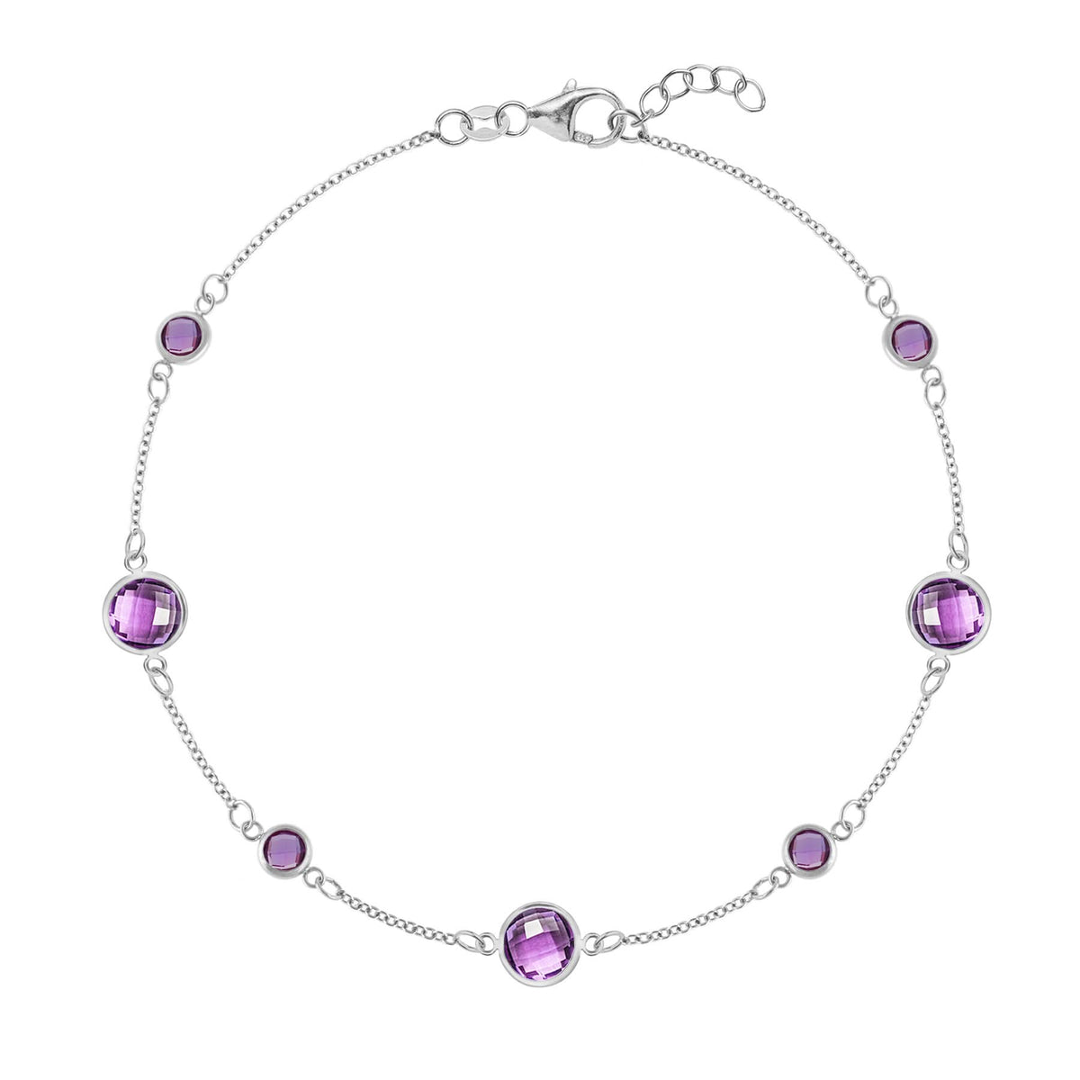 Bayberry Grand & Petite 7 Amethyst Bracelet in 14k Gold (February)