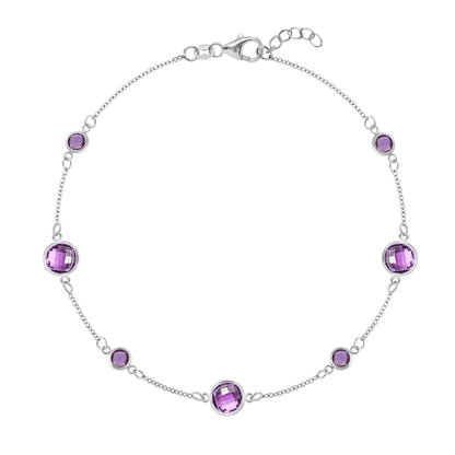 Bayberry Grand & Petite 7 Amethyst Bracelet in 14k Gold (February)