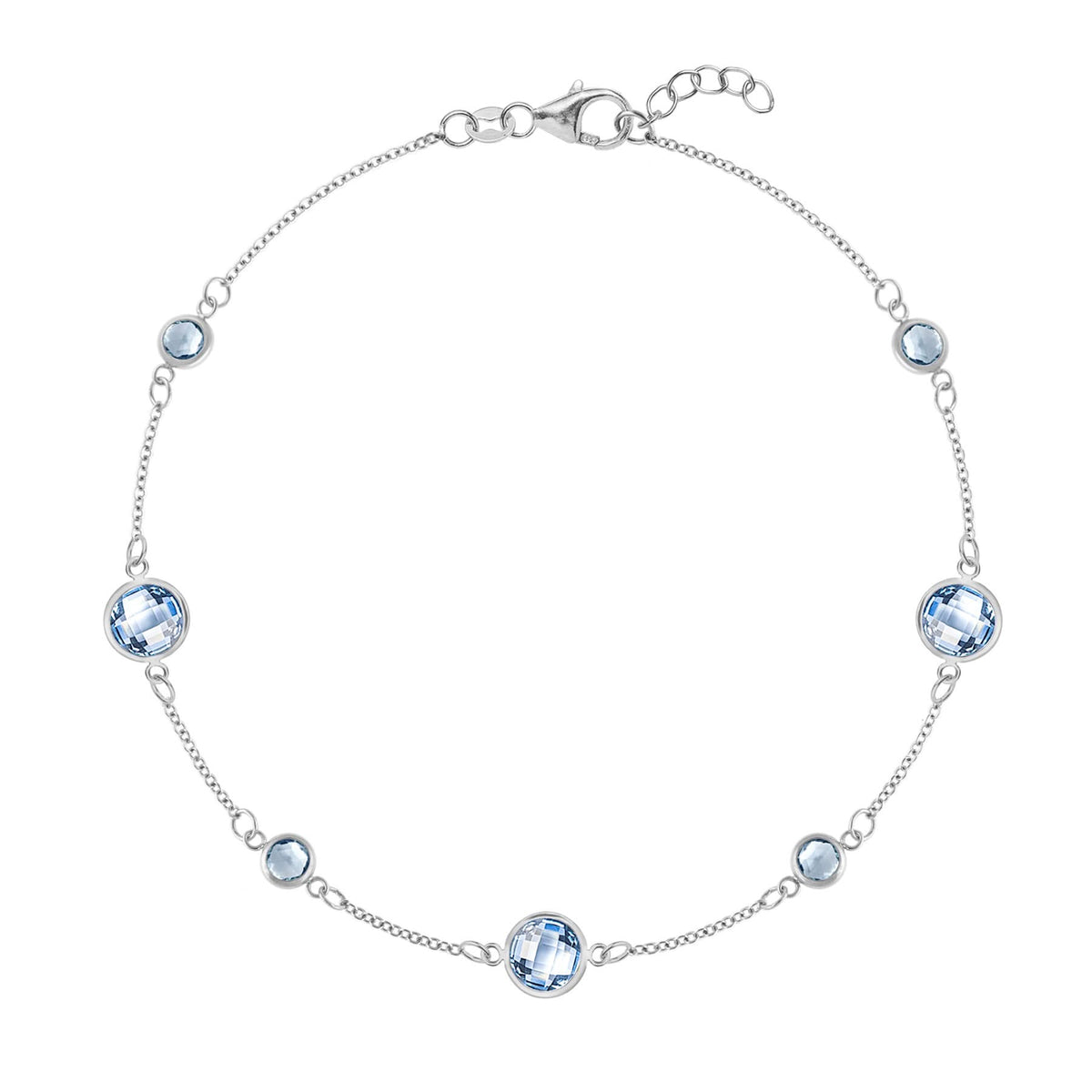 Bayberry Grand & Petite 7 Aquamarine Bracelet in 14k Gold (March)