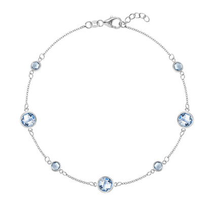 Bayberry Grand & Petite 7 Aquamarine Bracelet in 14k Gold (March)