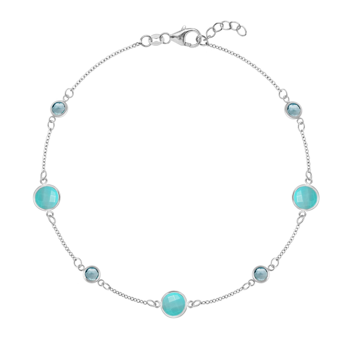Bayberry Grand & Petite 7 Turquoise & Nantucket Blue Topaz Bracelet in 14k Gold (December)