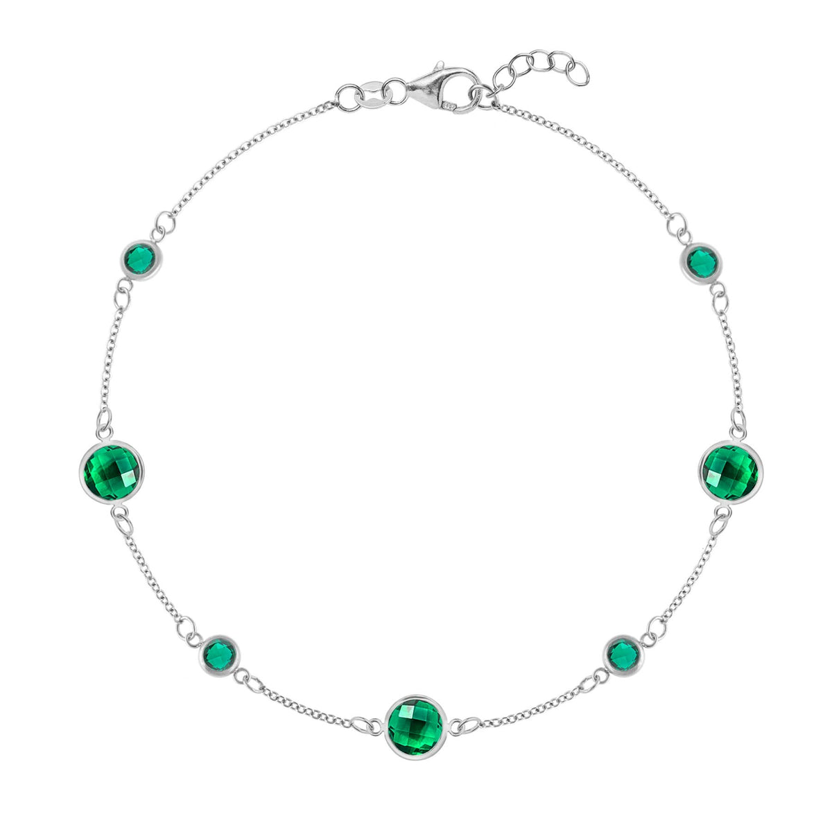 Bayberry Grand & Petite 7 Emerald Bracelet in 14k Gold (May)