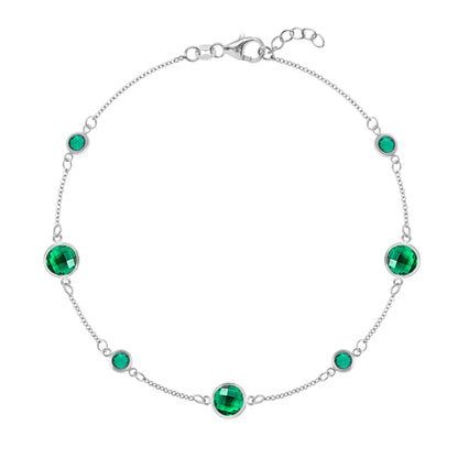 Bayberry Grand & Petite 7 Emerald Bracelet in 14k Gold (May)