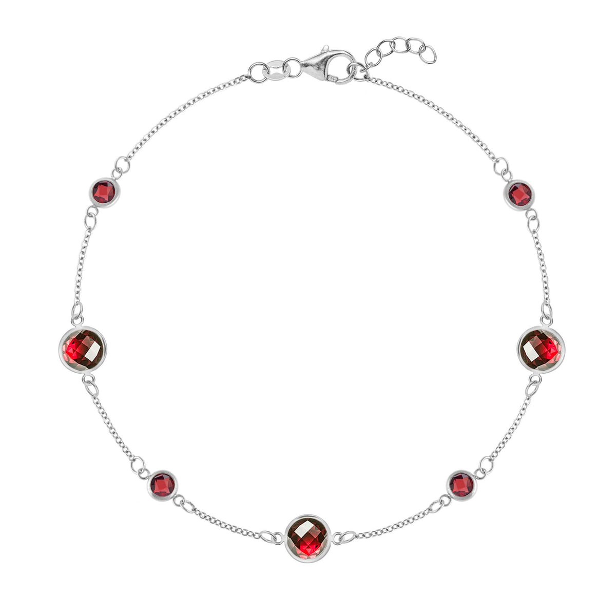 Bayberry Grand & Petite 7 Garnet Bracelet in 14k Gold (January)