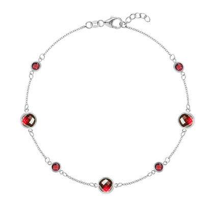 Bayberry Grand & Petite 7 Garnet Bracelet in 14k Gold (January)