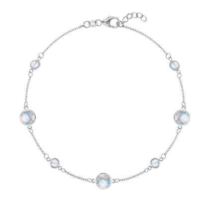 Bayberry Grand & Petite 7 Moonstone Bracelet in 14k Gold (June)