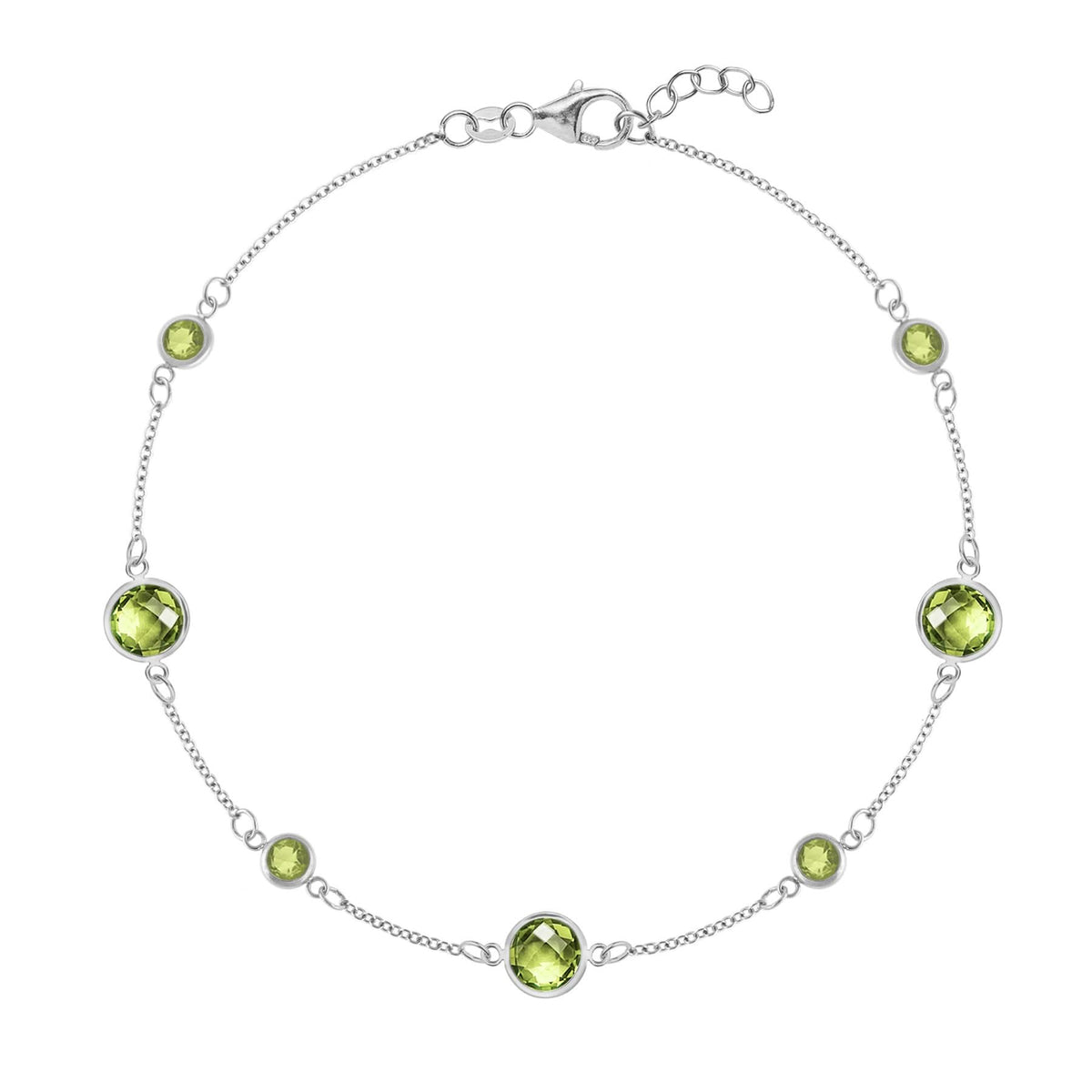 Bayberry Grand & Petite 7 Peridot Bracelet in 14k Gold (August)