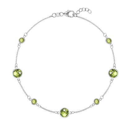 Bayberry Grand & Petite 7 Peridot Bracelet in 14k Gold (August)