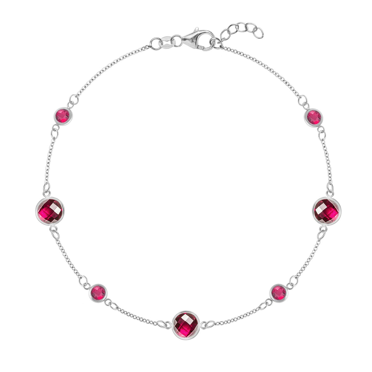 Bayberry Grand & Petite 7 Ruby Bracelet in 14k Gold (July)