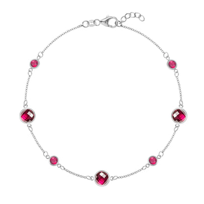 Bayberry Grand & Petite 7 Ruby Bracelet in 14k Gold (July)