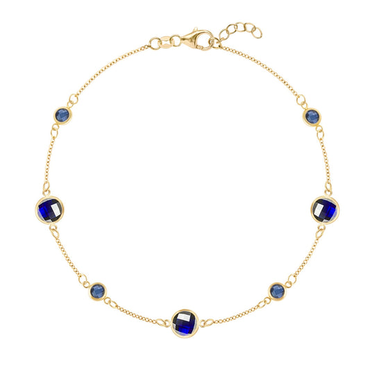 Bayberry Grand & Petite 7 Sapphire Bracelet in 14k Gold (September)