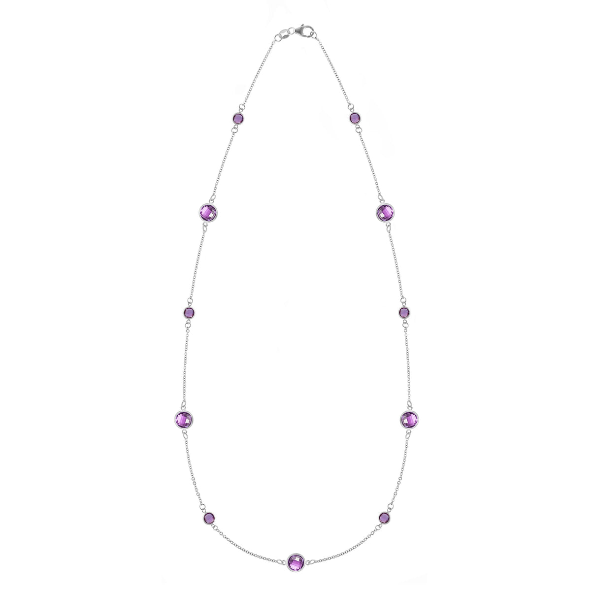 Bayberry Grand & Petite 11 Amethyst Necklace in 14k Gold (February)