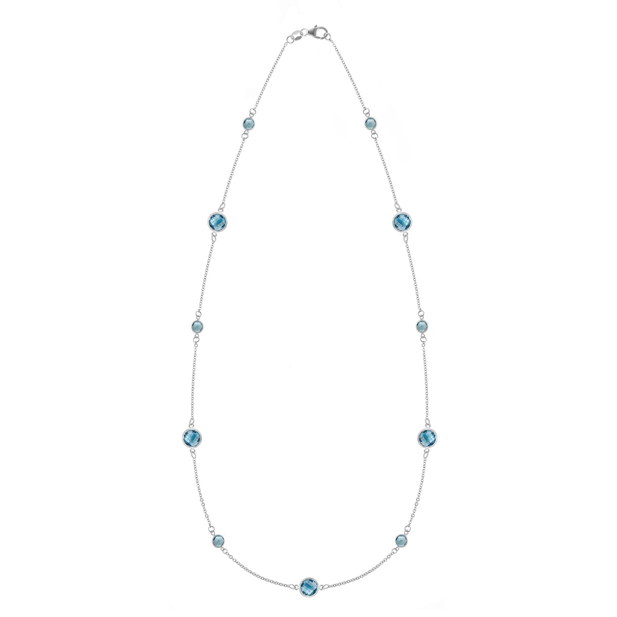 Bayberry Grand & Petite 11 Nantucket Blue Topaz Necklace in 14k Gold (December)
