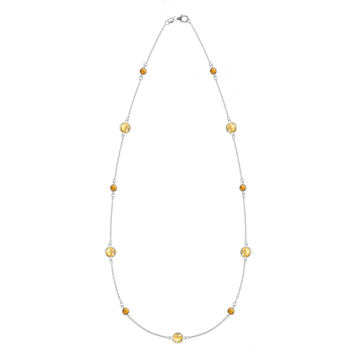 Bayberry Grand & Petite 11 Citrine Necklace in 14k Gold (November)