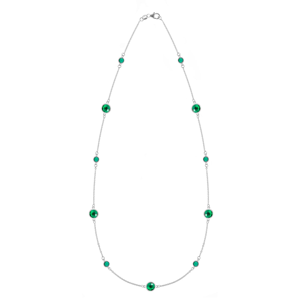Bayberry Grand & Petite 11 Emerald Necklace in 14k Gold (May)