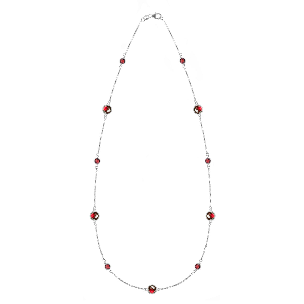Bayberry Grand & Petite 11 Garnet Necklace in 14k Gold (January)
