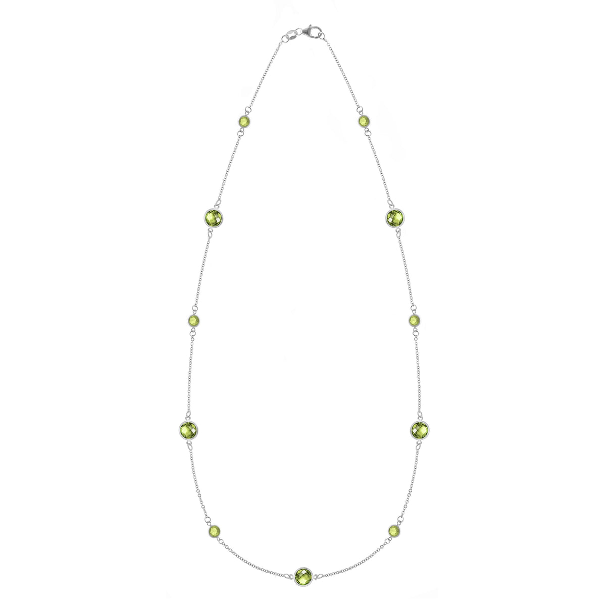 Bayberry Grand & Petite 11 Peridot Necklace in 14k Gold (August)
