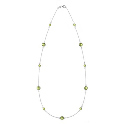 Bayberry Grand & Petite 11 Peridot Necklace in 14k Gold (August)