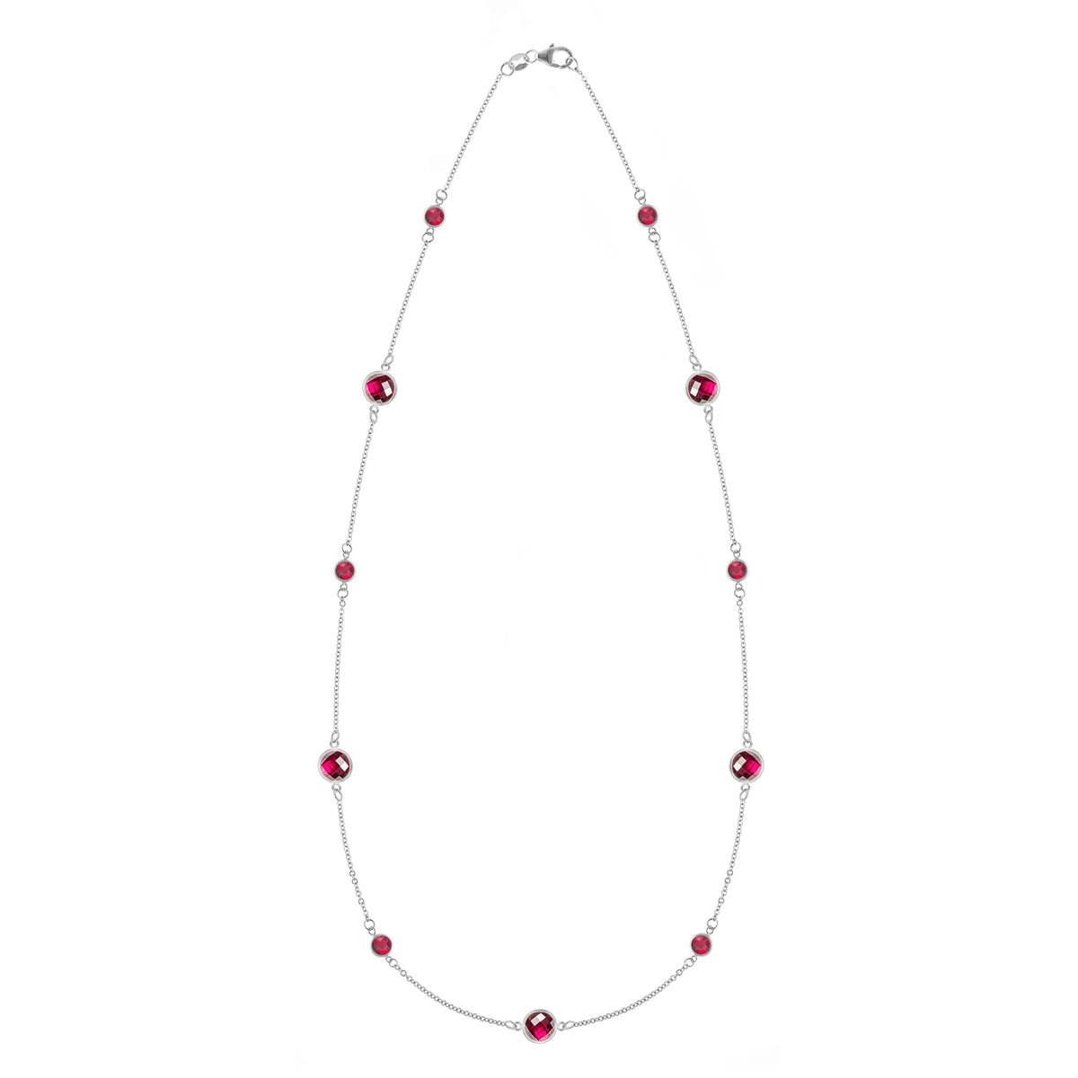 Bayberry Grand & Petite 11 Ruby Necklace in 14k Gold (July)