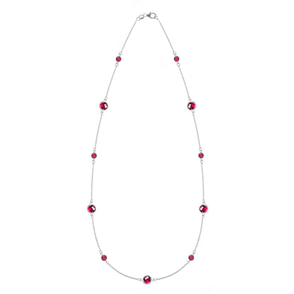 Bayberry Grand & Petite 11 Ruby Necklace in 14k Gold (July)