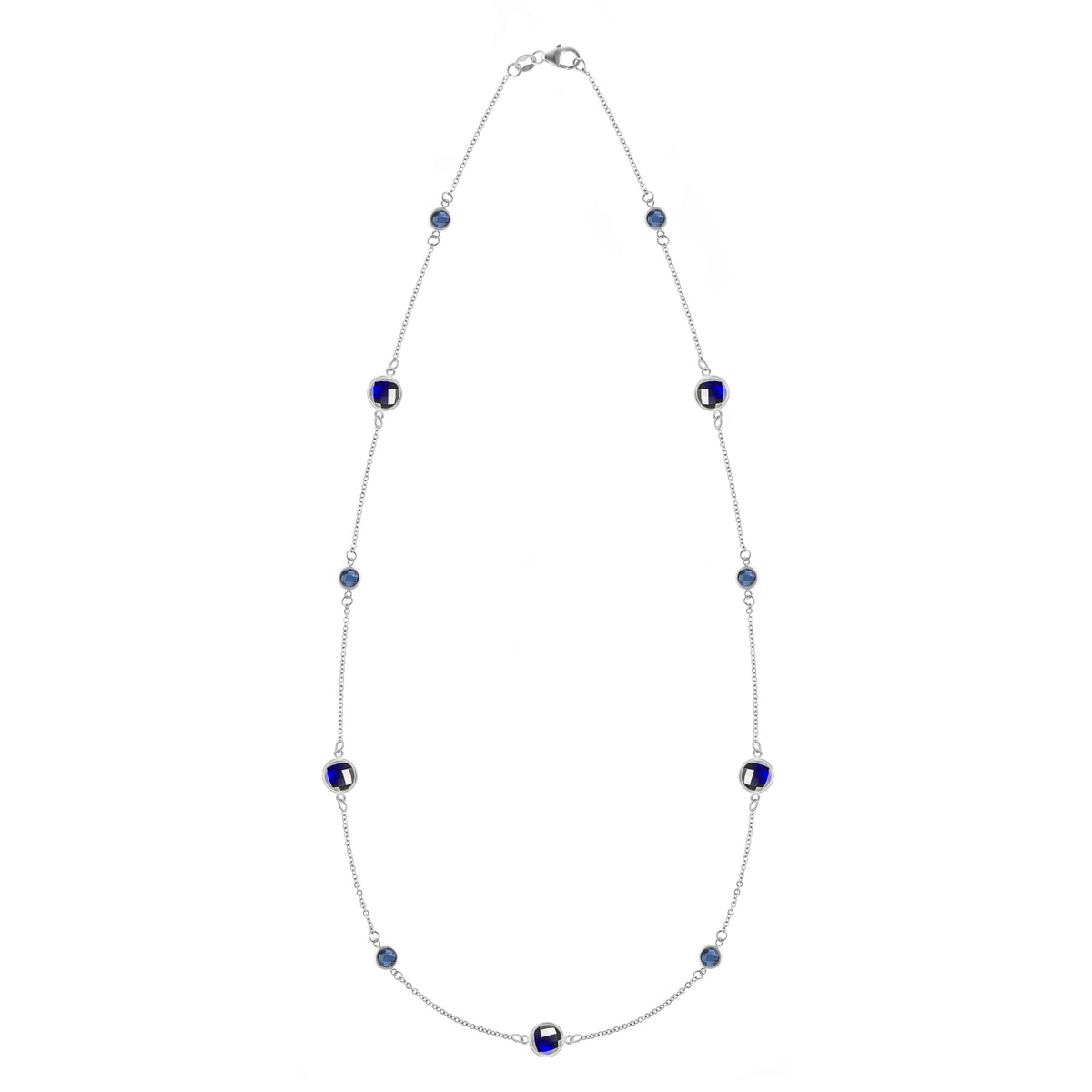 Bayberry Grand & Petite 11 Sapphire Necklace in 14k Gold (September)