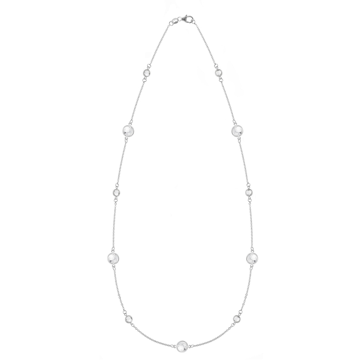 Bayberry Grand & Petite 11 White Topaz Necklace in 14k Gold (April)