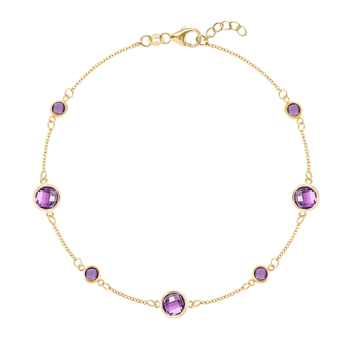 Bayberry Grand & Petite 7 Amethyst Bracelet in 14k Gold (February)