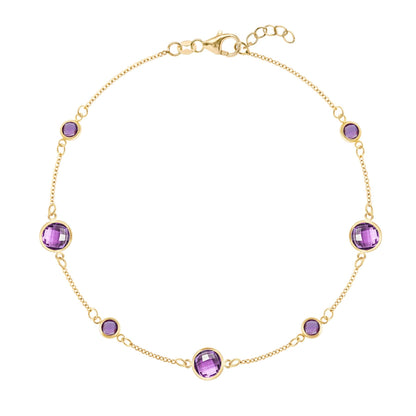 Bayberry Grand & Petite 7 Amethyst Bracelet in 14k Gold (February)