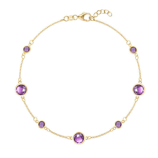 Bayberry Grand & Petite 7 Amethyst Bracelet in 14k Gold (February)
